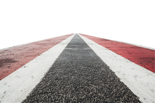 Red and White Lines on Dark Asphalt Road Against Transparent Background - Powered by Adobe