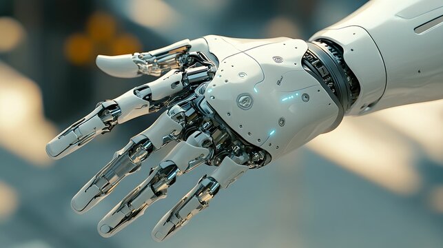 Advanced biomechanical prosthetic hand with intricate details
