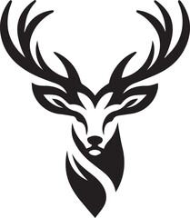Tribal-Style Deer Head Vector Illustration in Black and White

