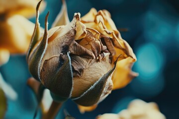 Naklejka premium A detailed view of a flower's petals and center, blurred background