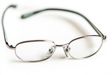 A pair of glasses placed on a plain white background, ready for use or as a prop
