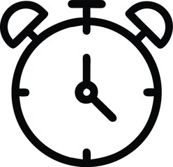 A black dial vintage alarm clock marks the hour hand and minute hand with a black arrow design isolated vector sketch freehand outline hand-drawn picture sketchy line art 