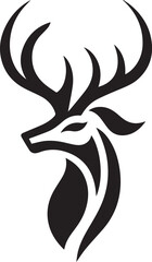 Tribal-Style Deer Head Vector Illustration in Black and White

