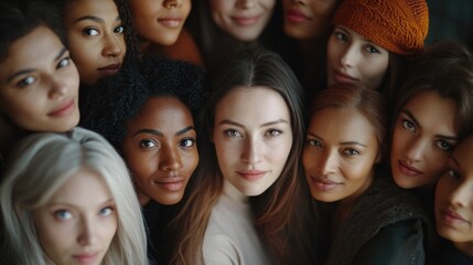 Obraz premium A group of females standing side by side, possibly friends or family