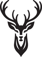 Tribal-Style Deer Head Vector Illustration in Black and White

