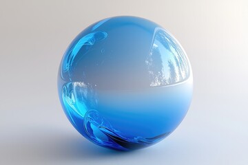 Fototapeta premium A Reflective Blue Sphere Displays An Abstract Waterlike Design