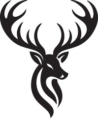 Tribal-Style Deer Head Vector Illustration in Black and White

