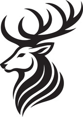 Tribal-Style Deer Head Vector Illustration in Black and White

