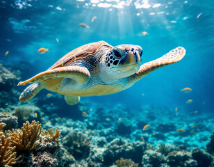 Fototapeta premium sea turtle swimming