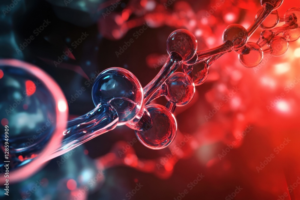 Poster glowing molecular structures illuminate the wonders of science in a vibrant abstract environment. ge