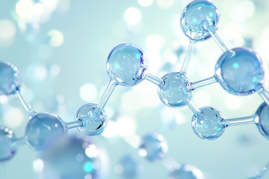 Exploring the intricate beauty of molecular structures under soft blue light in a serene scientific environment. Generative AI