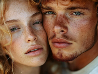 A couple hugging each other on a white background