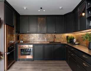 Black and bronze kitchen