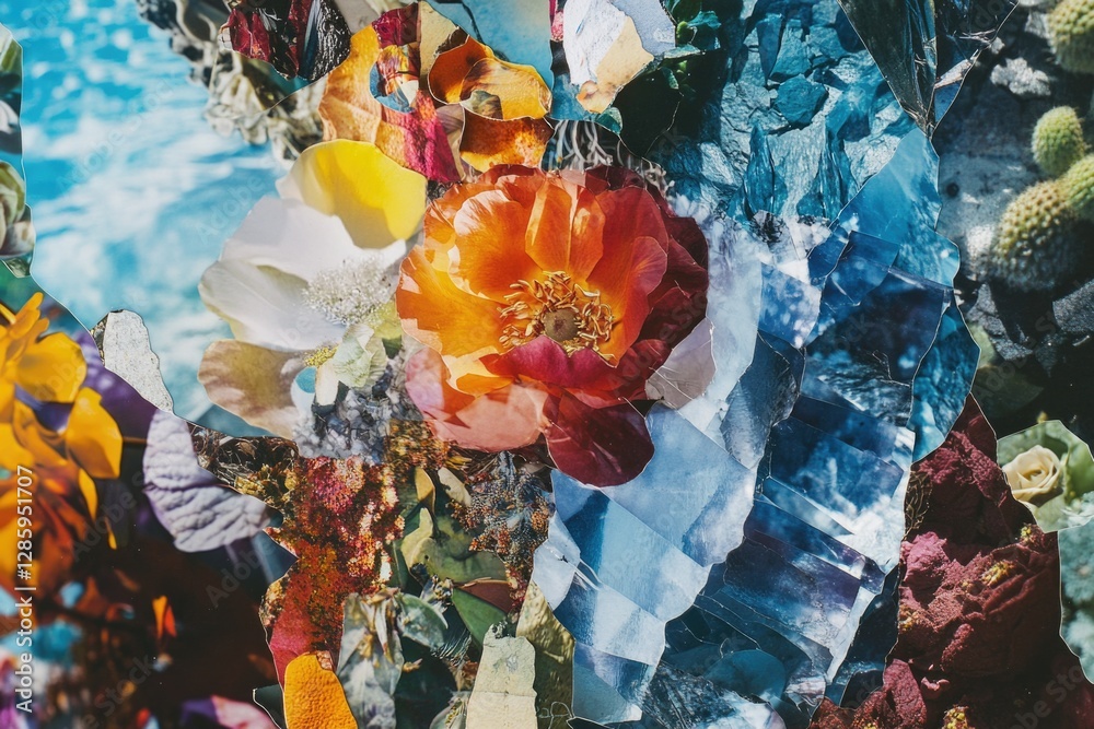 Poster A cluster of colorful blooms in close proximity, ideal for illustrating articles on gardening or botany