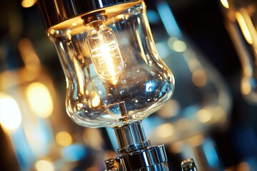 A close-up view of a light bulb on a table, great for interior design or product photography
