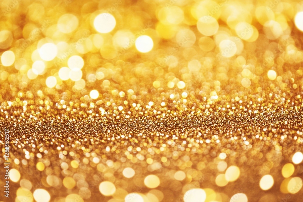 Poster close-up view of a gold glitter background, suitable for various designs and projects