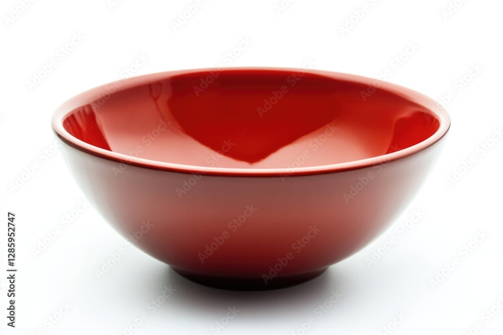 Poster A small red bowl sits atop a white table, perfect for serving small portions or adding a pop of color to any setting