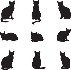 set of cats silhouettes ©  VectorStock