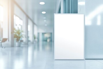A blank sign in an empty office space
