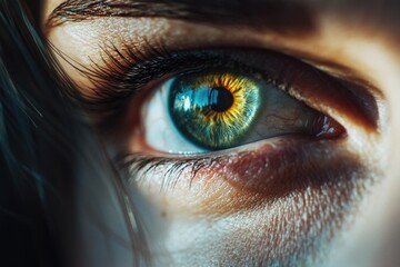 A close-up shot of a person's blue eye, ideal for use in medical or educational contexts
