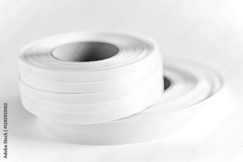 Poster a roll of white tape sitting on a table, ready for use