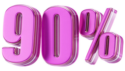 90 Percent Off Sale Sign 3D Number Discount