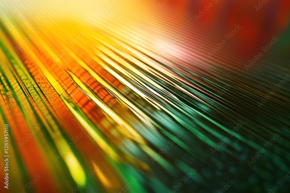Poster vibrant patterns of light reflecting off sleek metallic surfaces create a mesmerizing visual experie