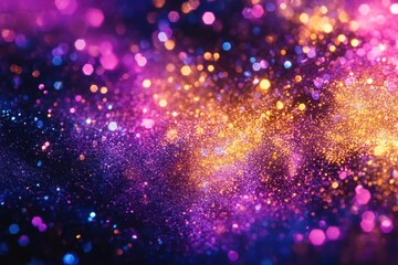 Fototapeta premium Vibrant cosmic dance of colors in a mystical night sky captured in a mesmerizing array of shimmering lights and sparkles. Generative AI
