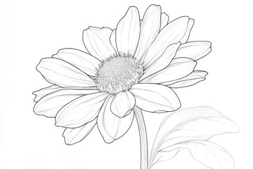 A simple illustration of a flower in shades of gray