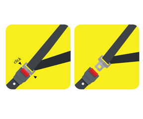 Safety seat belt_ open and closed seatbelt stock illustration