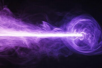 Obraz premium mysterious light beam piercing through dense purple smoke swirls against deep black background creating ethereal atmospheric effects