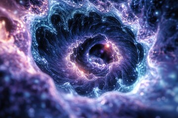 A black hole at the center of a galaxy, ideal for space and astronomy themed designs