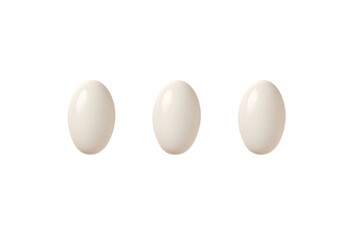 Three white eggs on transparent background
