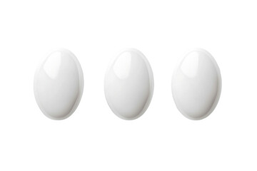 Three White Eggs on Transparent Background