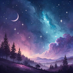 Fototapeta premium a fantasy watercolor artwork of a glowing galaxy