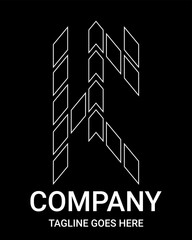 Fototapeta premium Outline logo letter 'k' small arrow style. Suitable for t-shirts, construction, gamers, sports, baseball, basketball, etc. Logo Outline of Building Style Arrows. Lowercase logo.