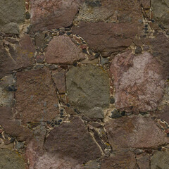An old stone wall. Masonry. Background of brown stones. The texture of the stone. Seamless.