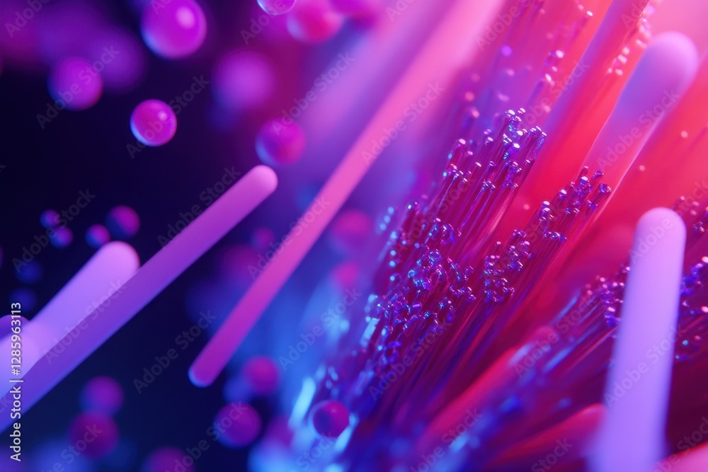 Wall mural colorful abstract patterns and glowing light bursts create an immersive experience in a high-tech di