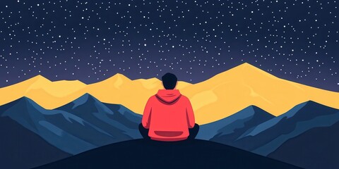Obraz premium Stargazing on a Clear Night: Embrace Digital Detox for Peace of Mind and Inner Serenity