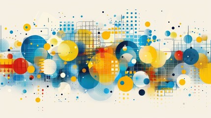 Obraz premium Colorful Abstract Circles and Patterns on a Light Background