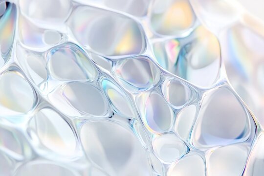 A cluster of colorful bubbles on a white background