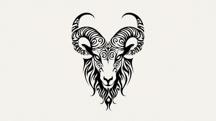 Obraz premium Ornate Ram's Head Design, Decorative, Abstract