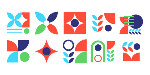 Abstract Bauhaus Geometric Decorative Set