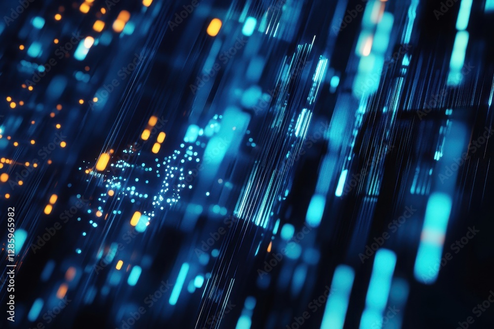 Fototapete Abstract representation of vibrant data flows in a digital landscape capturing the essence of advanced technology. Generative AI