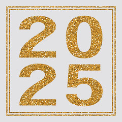 2025년 새해를 알리는 금색 숫자 그래픽