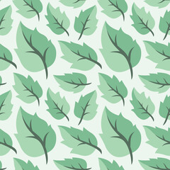 Lush green leaves seamless pattern
