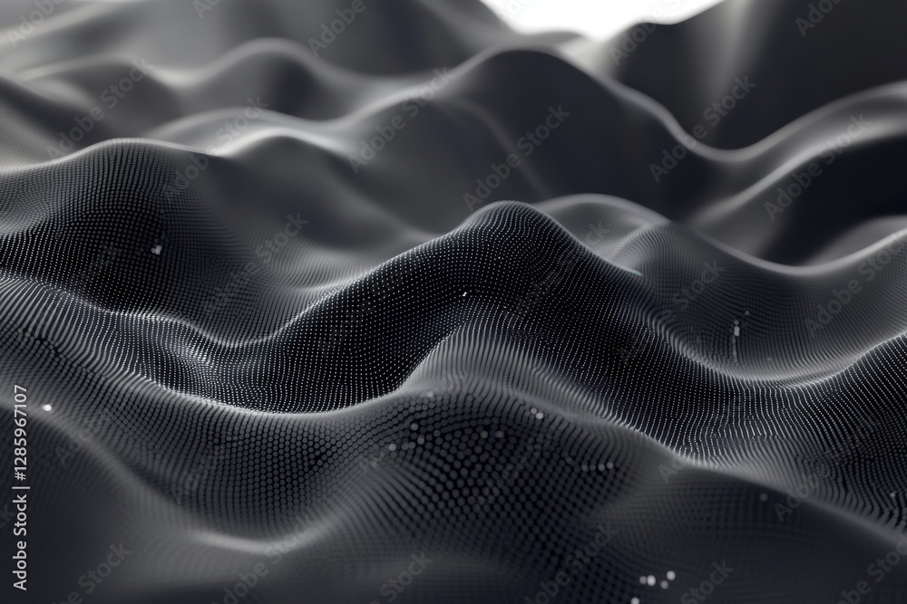 Poster dynamic flow of abstract waves in dark tones creates a mesmerizing visual experience full of depth a
