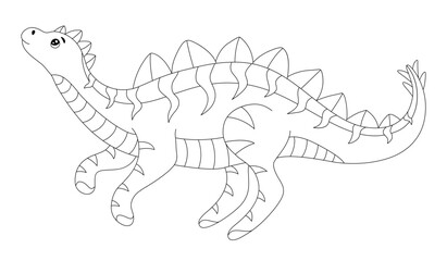 Dino character for coloring book page