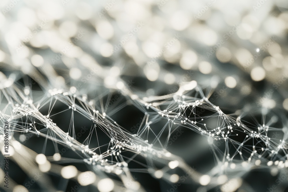 Poster intricate web of connections glistens under soft light, creating a mesmerizing display of patterns a