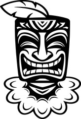 Tiki totem mask, Hawaiian indigenous vintage ritual mack.  Hawaiian totems made wood and stone for bars and resorts for paradise holidays. Vector illustration